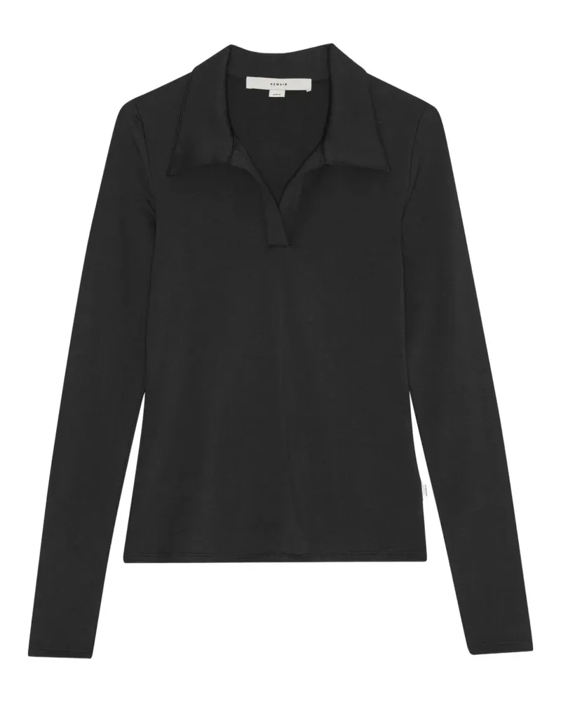 REMAIN Langärmeliges Poloshirt - Schwarz Schwarz