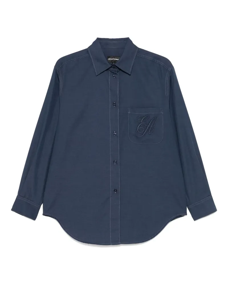 Emporio Armani Hemd mit Logo-Stickerei - Blau Blau