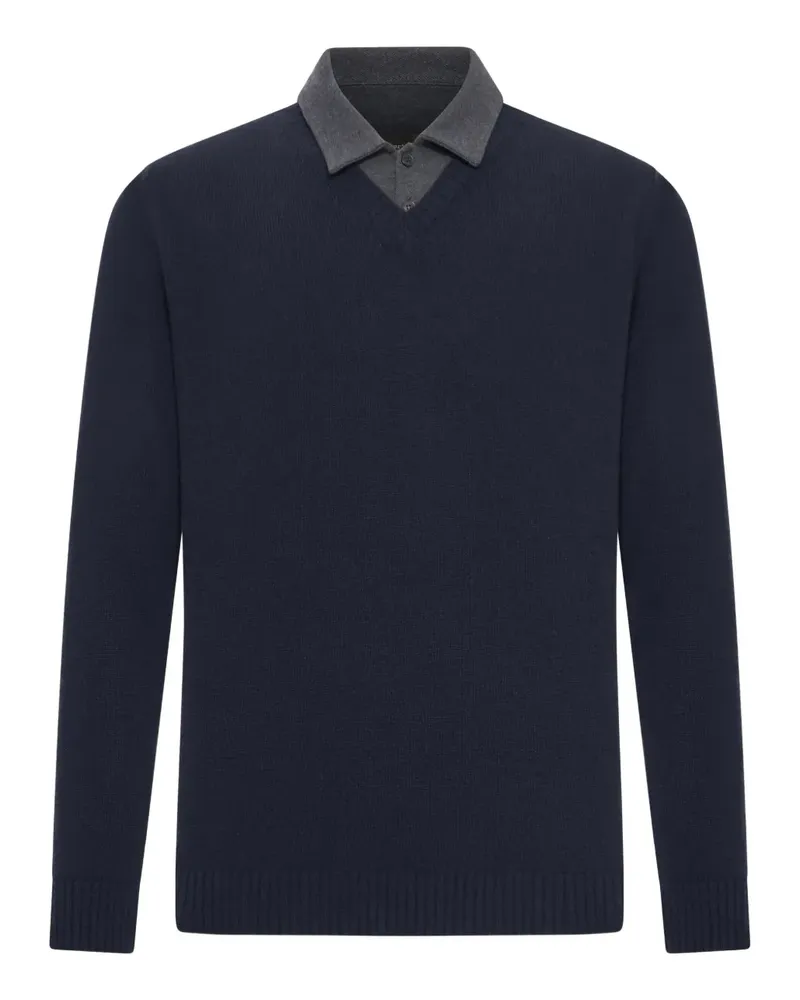 Roberto Collina contrast-collar cotton-piquet polo shirt - Blau Blau