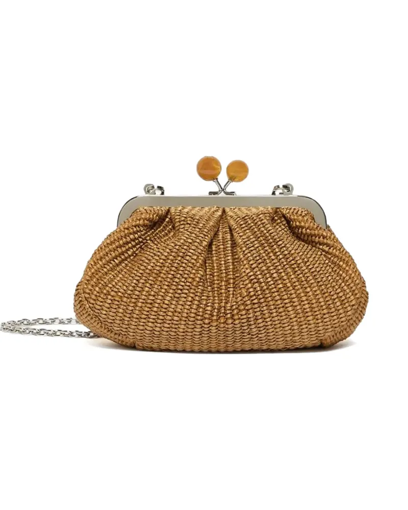 Max Mara small Palmas raffia-effect clutch bag - Braun Braun