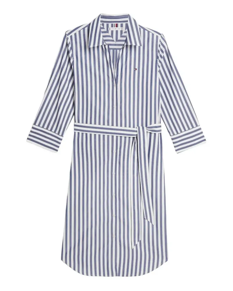 Tommy Hilfiger Gestreiftes Midikleid mit Gürtel - Blau Blau