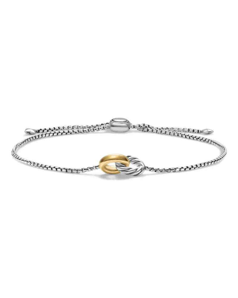 David Yurman 14kt Petite Cable Gelbgold- und Sterlingsilberarmband mit Diamant 15mm Silber