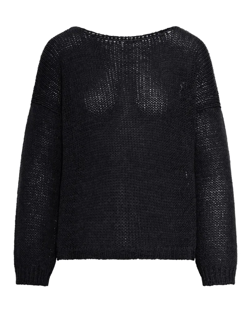 Roberto Collina Pullover mit Lochstrickmuster - Schwarz Schwarz