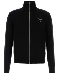 Prada Cardigan mit Logo-Stickerei Schwarz