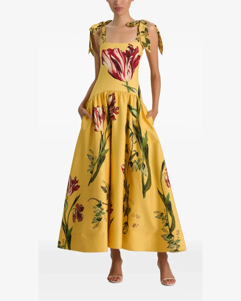 Alice + Olivia Maxikleid mit Tulpen-Print - Gelb Gelb