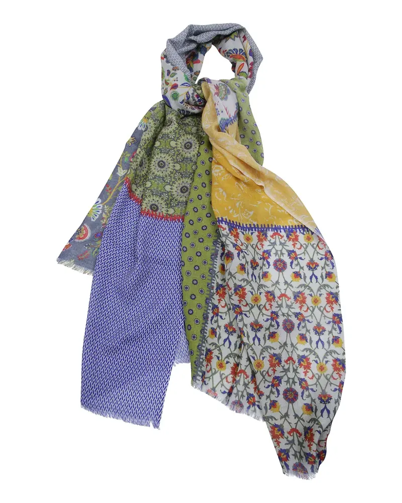 Leathersmith of London floral-print wool scarf - Blau Blau
