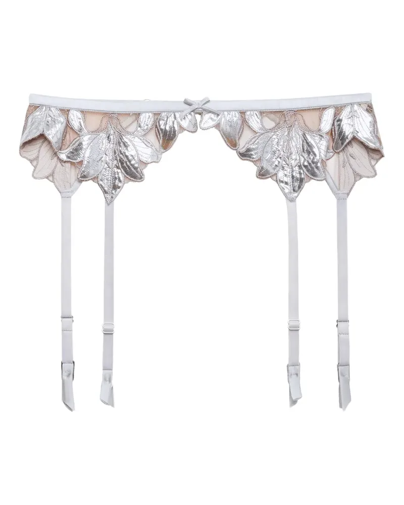 Fleur Du Mal Lily embroidery garter belt - Grau Grau