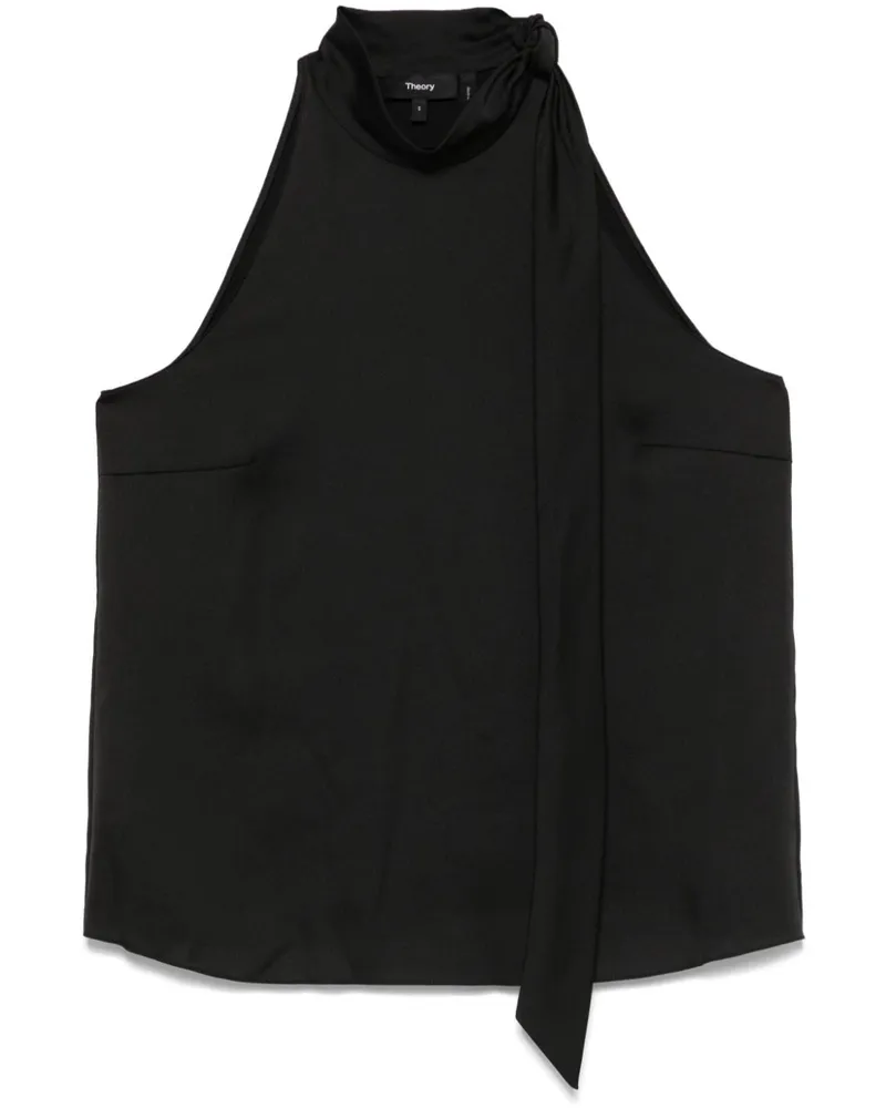 Theory Neckholder-Top aus strukturiertem Satin - Schwarz Schwarz