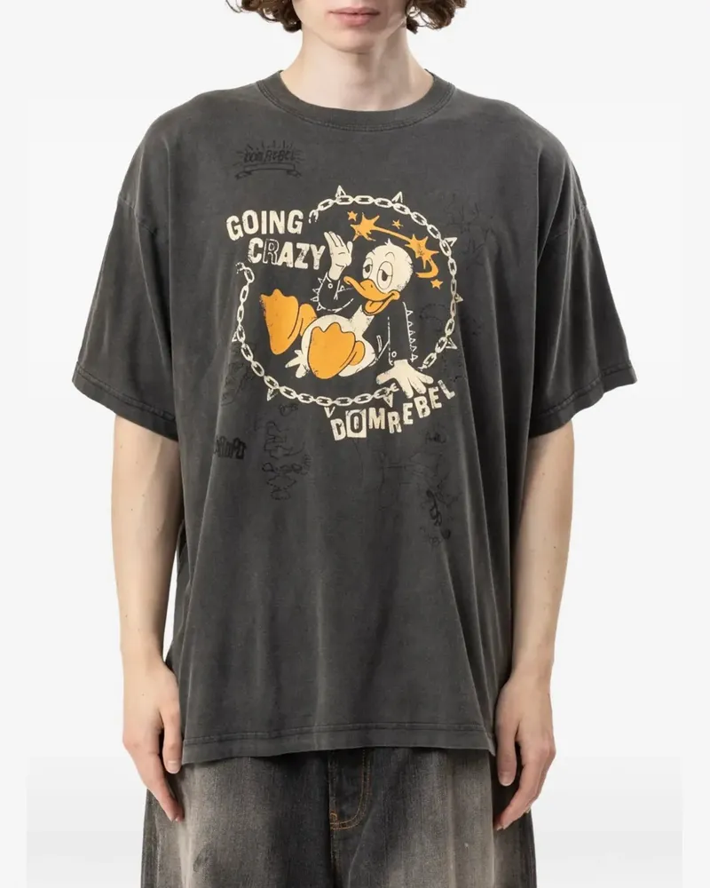 DOMREBEL Cray T-Shirt mit grafischem Print - Schwarz Schwarz