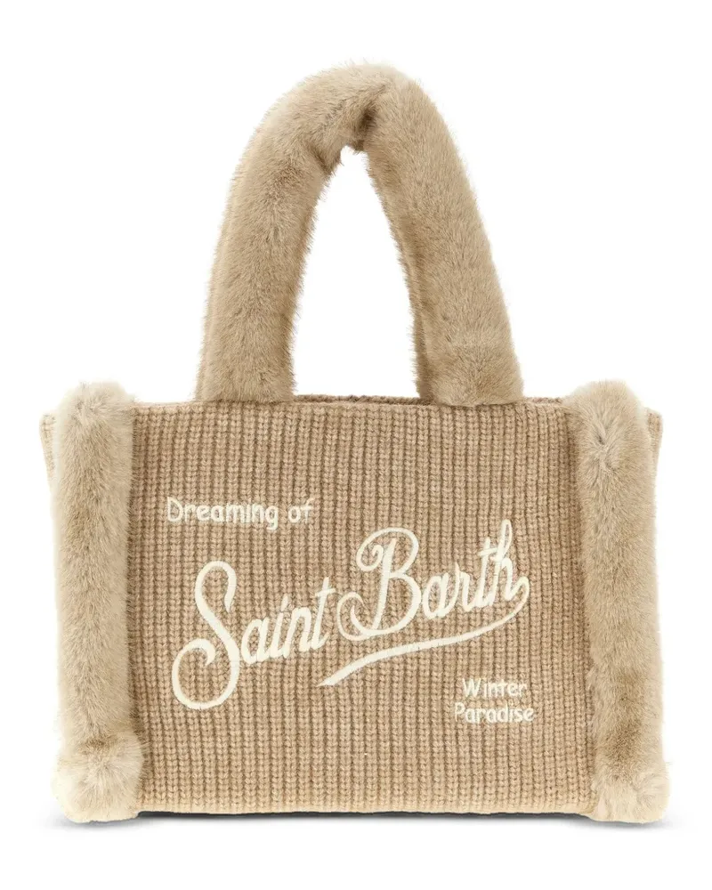 MC2 Saint Barth Gestrickter Colette Tote Bag mit Shearling-Besatz - Nude Nude