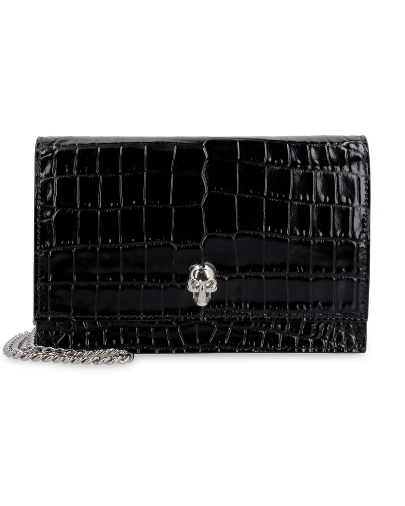 Alexander McQueen Clutch mit Totenkopf-Applikation - Schwarz Schwarz