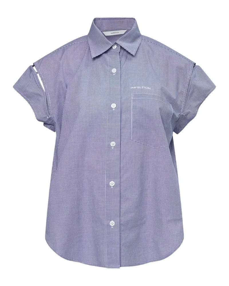 pushBUTTON check wire-sleeve shirt - Blau Blau
