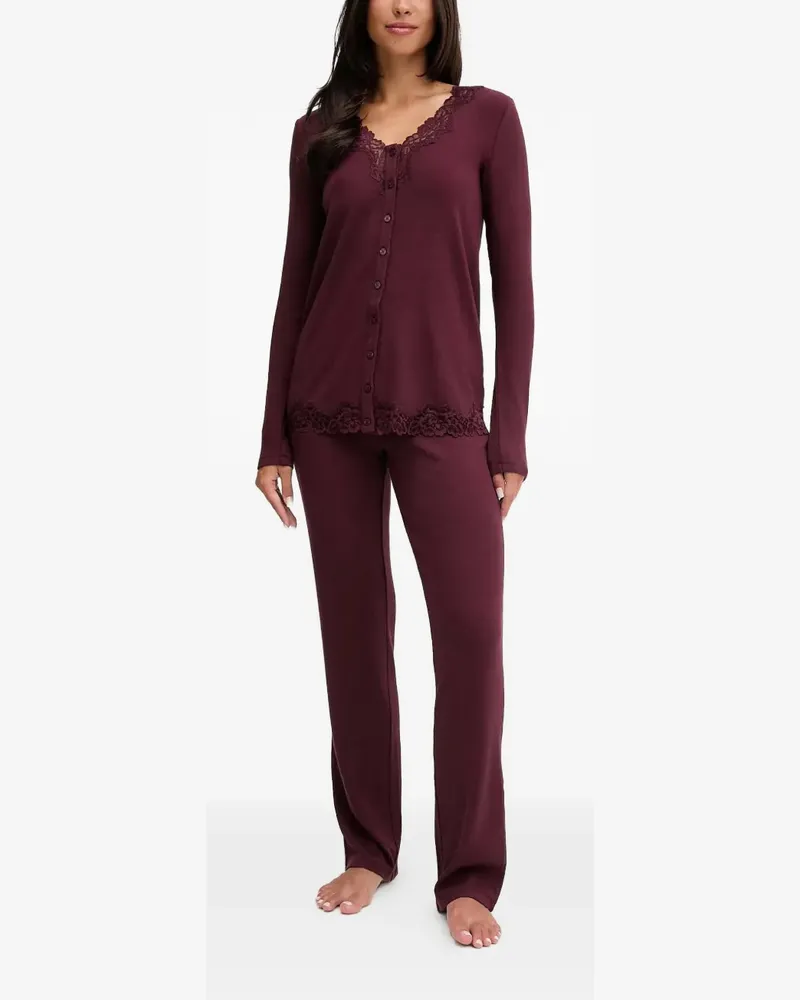 Twin-Set Nachthemd mit Spitzenbesatz - Rot Rot