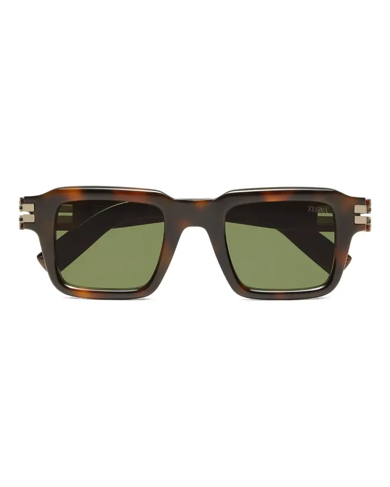 Ermenegildo Zegna Eckige Sonnenbrille in Schildpattoptik - Braun Braun