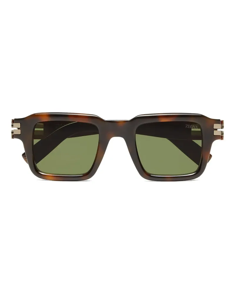 Ermenegildo Zegna Sonnenbrille mit eckigem Gestell - Braun Braun