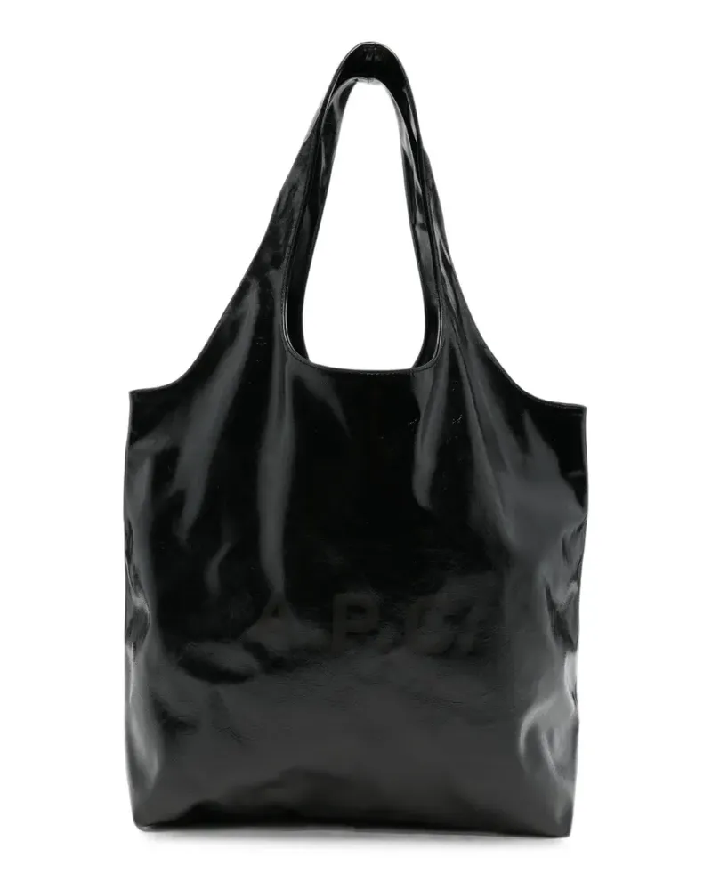 A.P.C. Shopper in Lackoptik mit Logo-Print - Schwarz Schwarz