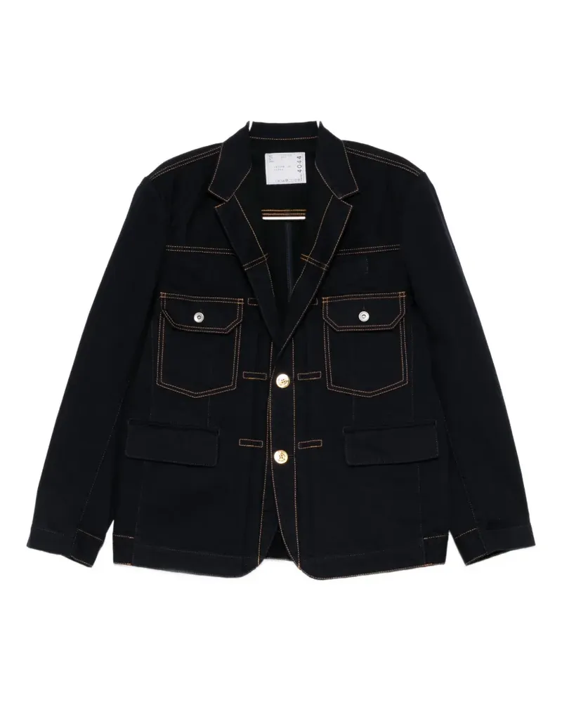 Sacai contrast-stitch single-breasted blazer - Blau Blau