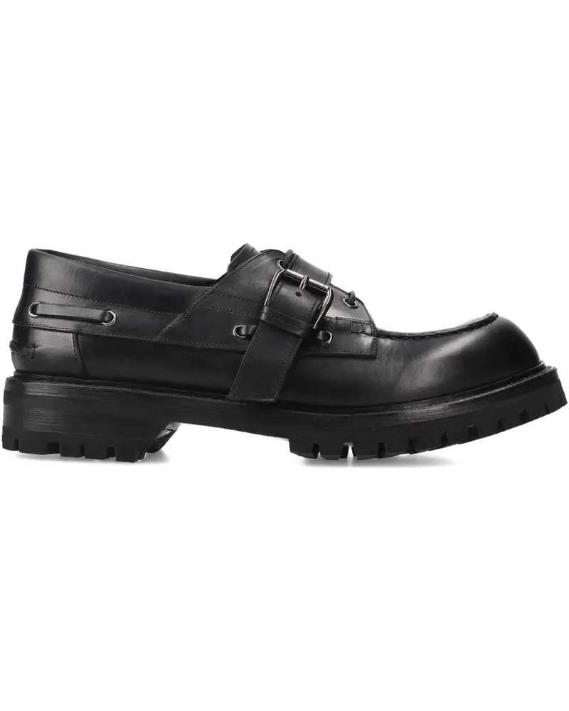 Premiata Loafer mit Schnallenriemen - Schwarz Schwarz