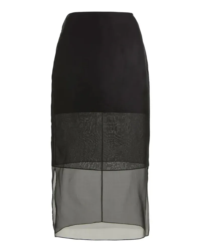 Brandon Maxwell midi Brett sheer-panelled skirt - Schwarz Schwarz