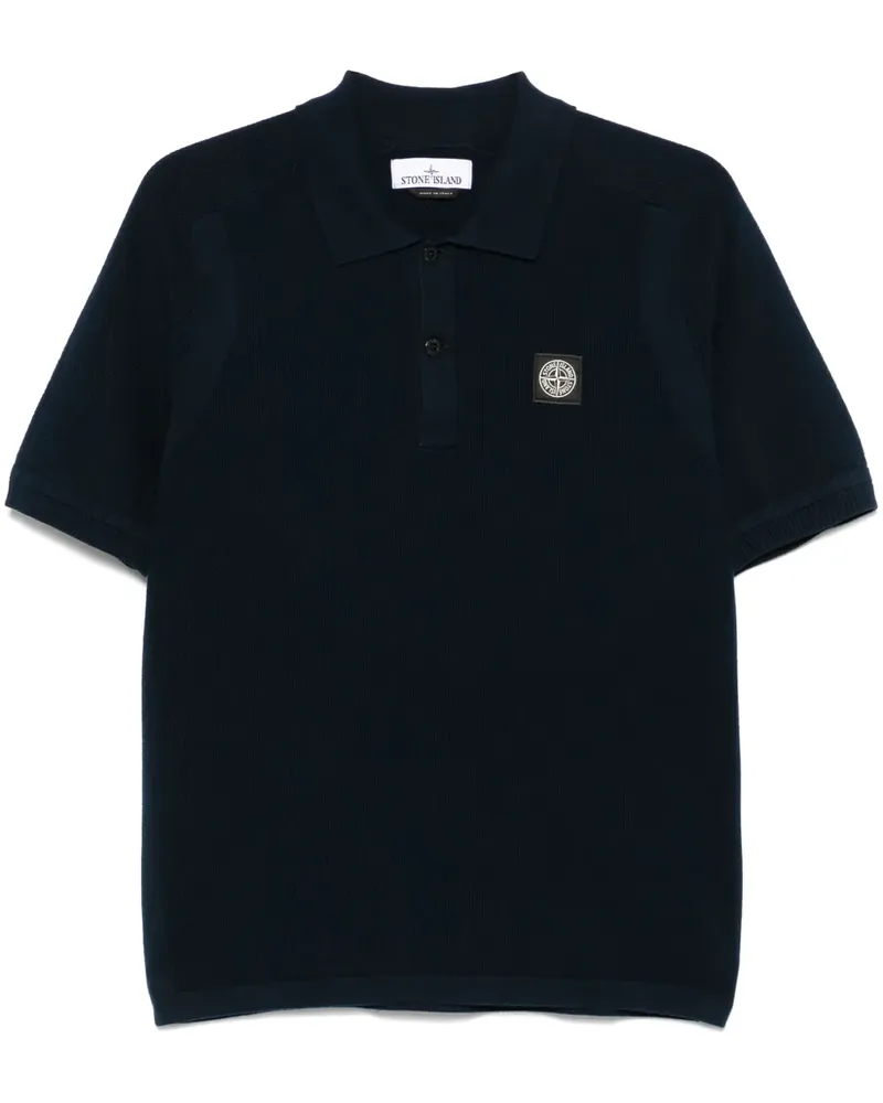 Stone Island Poloshirt mit Waffelstrick-Muster - Blau Blau