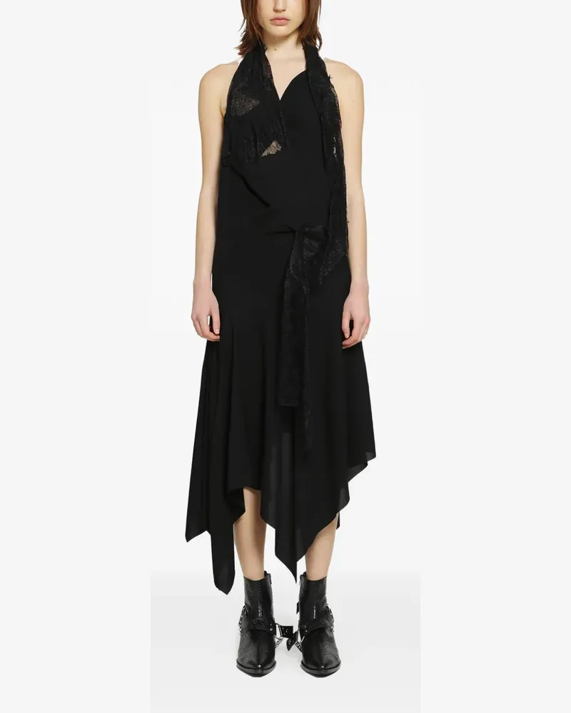 Junya Watanabe asymmetric lace-panel dress - Schwarz Schwarz