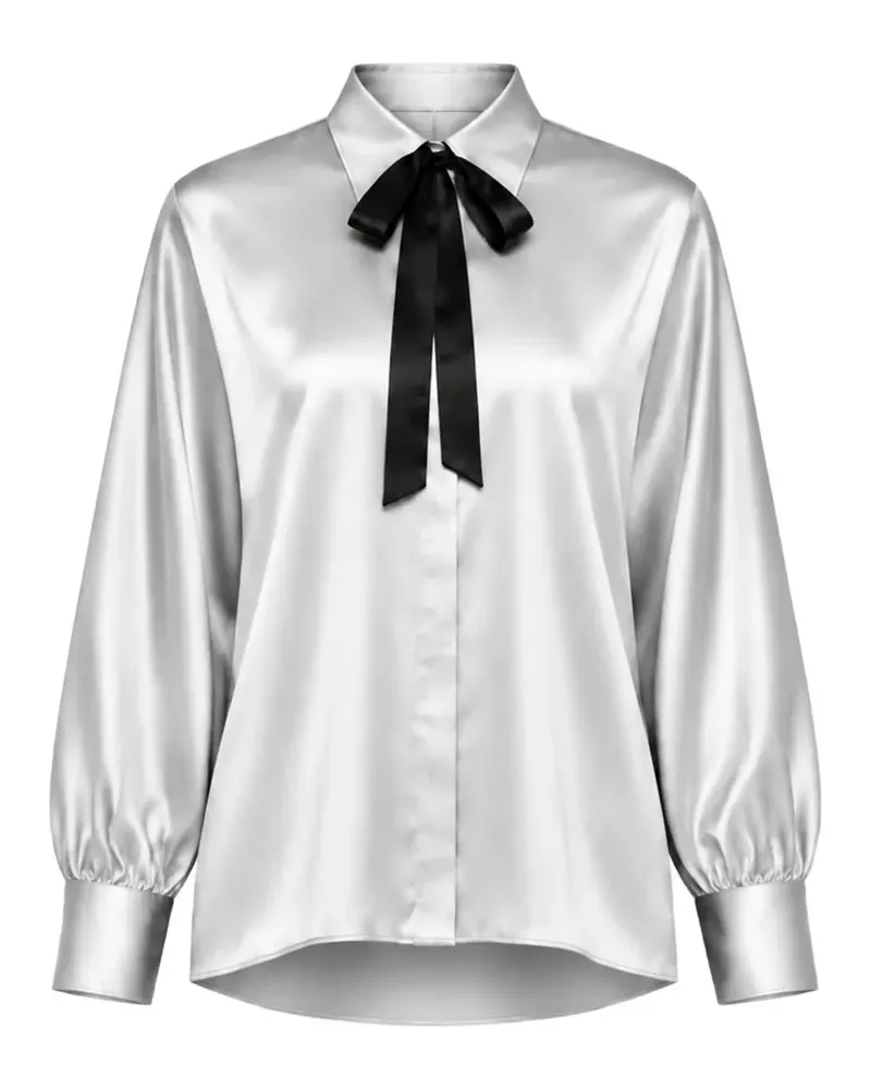 STYLAND pussy-bow kimono-sleeve shirt - Silber Silber