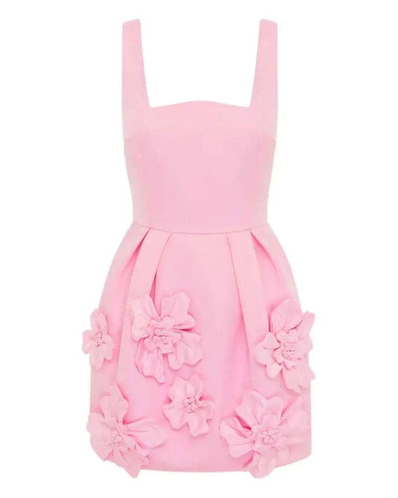 LEO LIN Piper Minikleid mit Blumendetail und eckigem Ausschnitt - Rosa Rosa