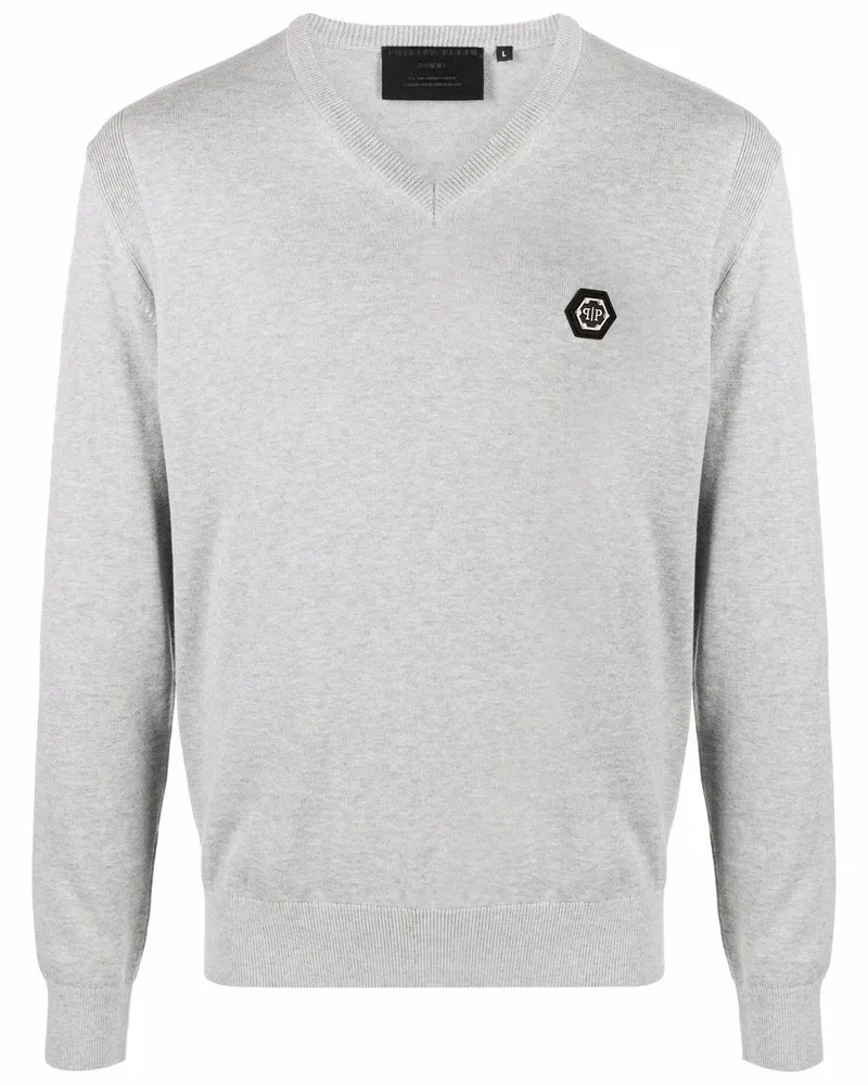 Philipp Plein Pullover mit V-Ausschnitt Grau