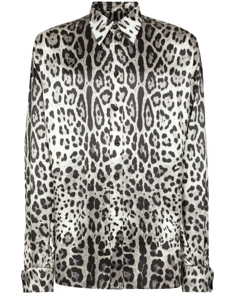 Dolce & Gabbana Hemd mit Leoparden-Print - Grau Grau