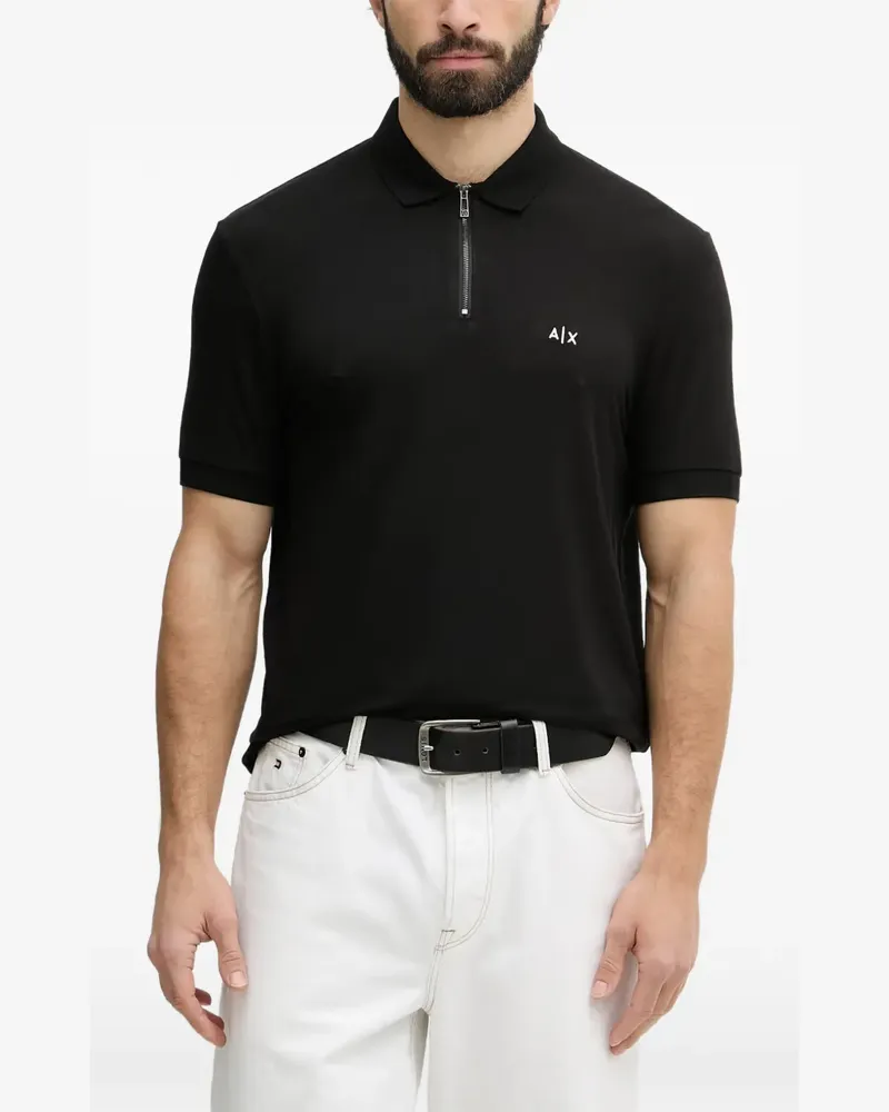 Armani Exchange Poloshirt mit Reißverschluss - Schwarz Schwarz