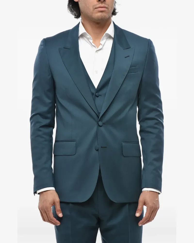 Corneliani peak-lapel virgin-wool three-piece suit - Grün Grün