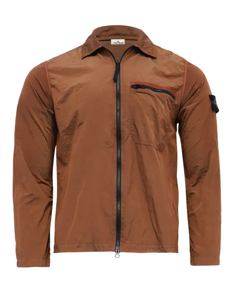 Stone Island zipped logo-patch jacket - Braun Braun