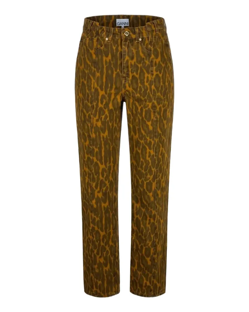 Ganni Fold jeans in leopard denim - Braun Braun