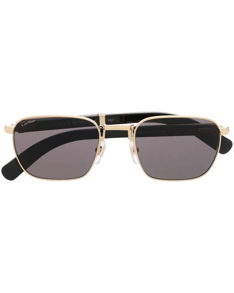 Cartier Sonnenbrille mit eckigem Gestell - Gold Gold