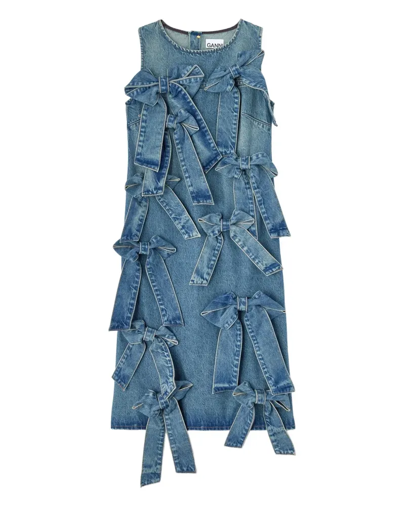 Ganni Midikleid mit rundem Ausschnitt - Blau Blau