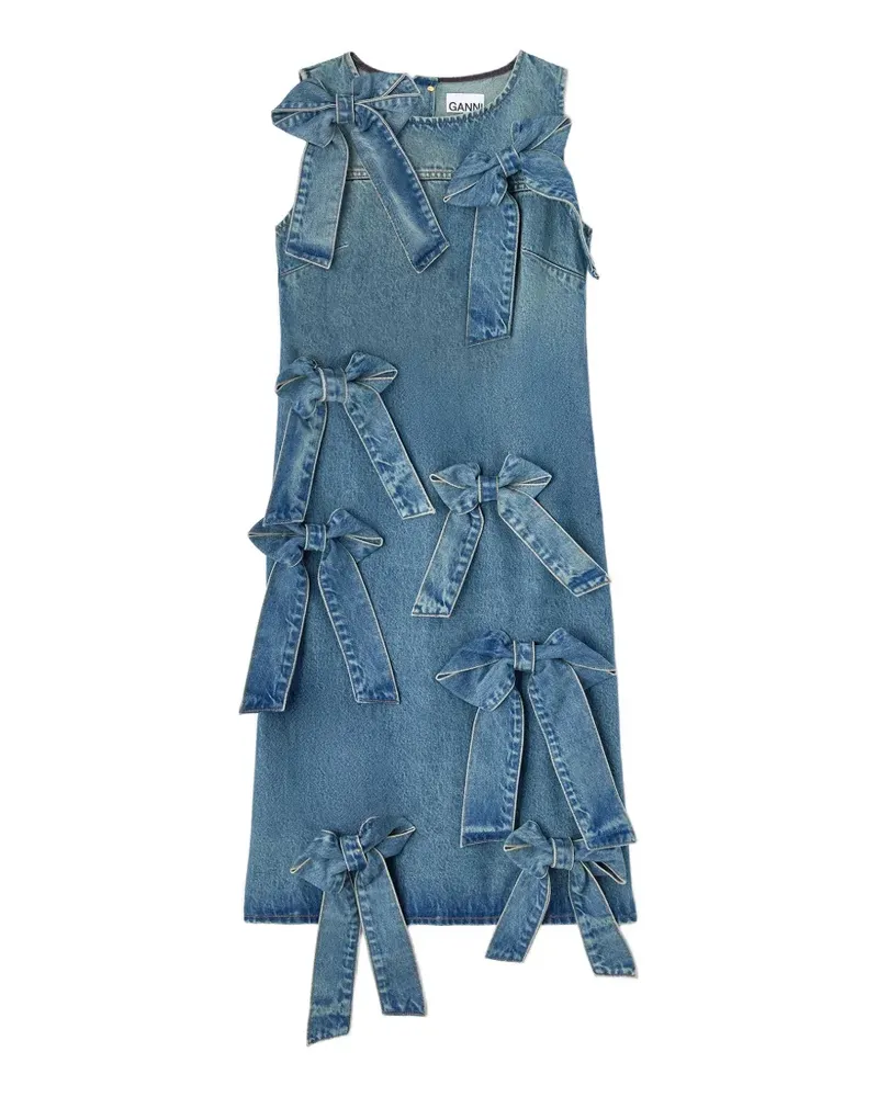 Ganni Midikleid mit rundem Ausschnitt - Blau Blau