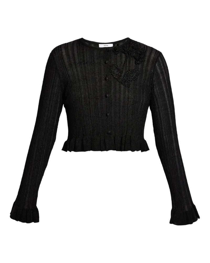 Erdem Cropped-Cardigan mit Rüschen - Schwarz Schwarz