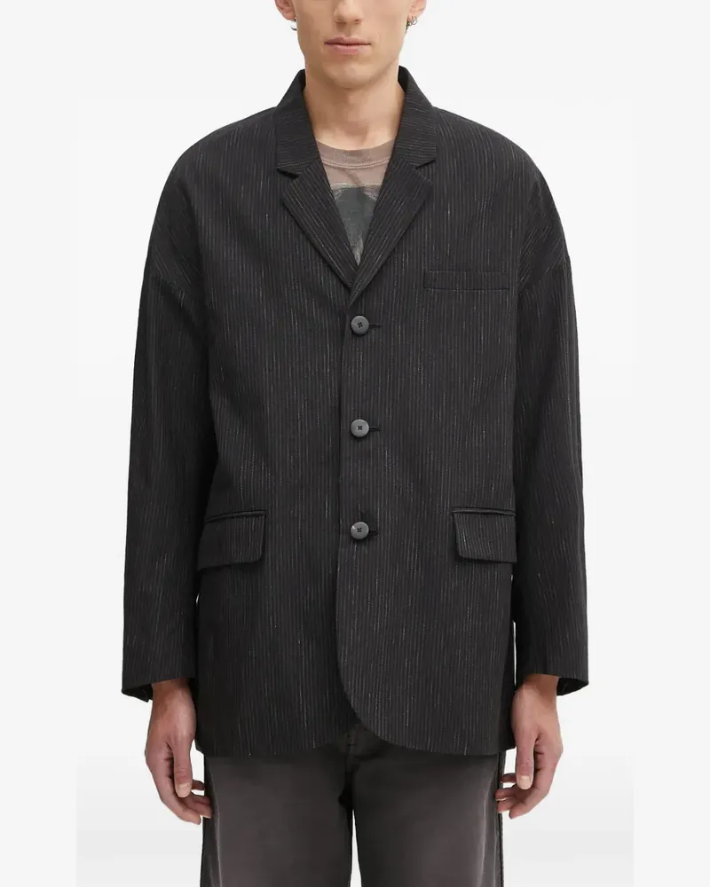 Visvim pinstripe-pattern blazer - Schwarz Schwarz