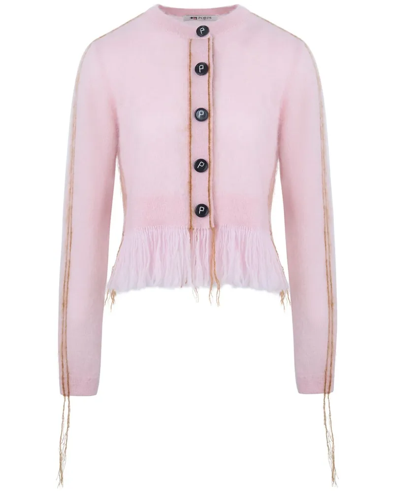 Ports 1961 Cardigan mit Kontrastnähten - Rosa Rosa