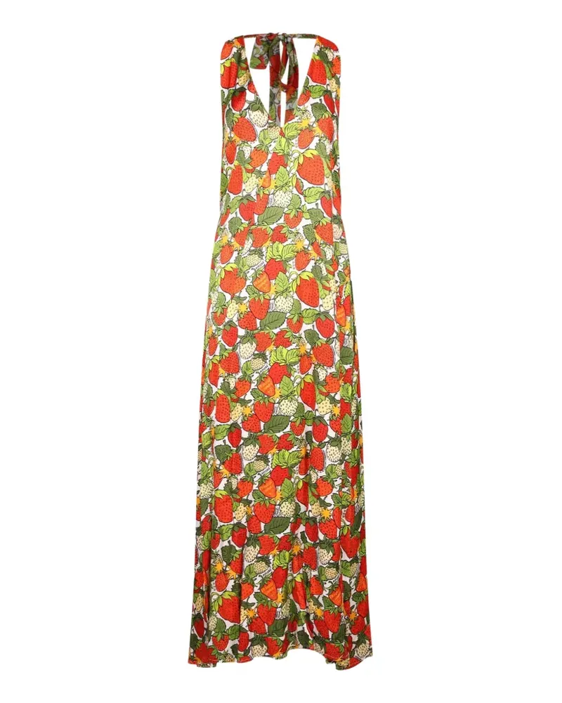 Alessandro Enriquez strawberry-print maxi dress - Rot Rot