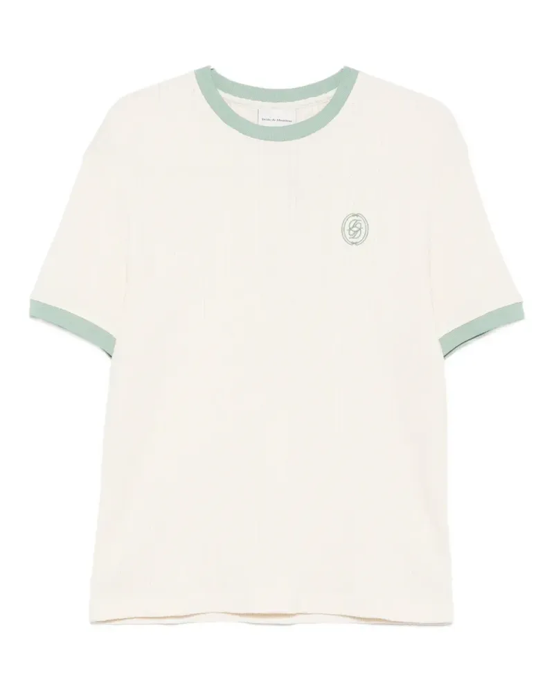 Drôle de Monsieur ribbed trim T-shirt - Nude Nude