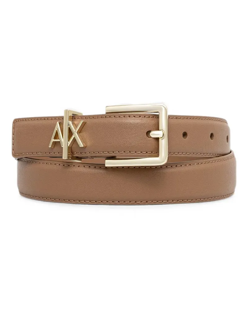 Armani Exchange logo-plaque buckle belt - Braun Braun