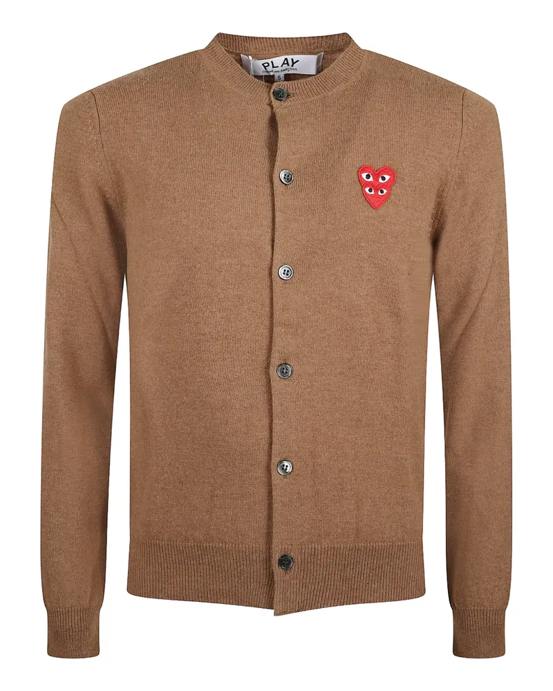Comme des Garçons heart-appliqué buttoned wool cardigan - Braun Braun