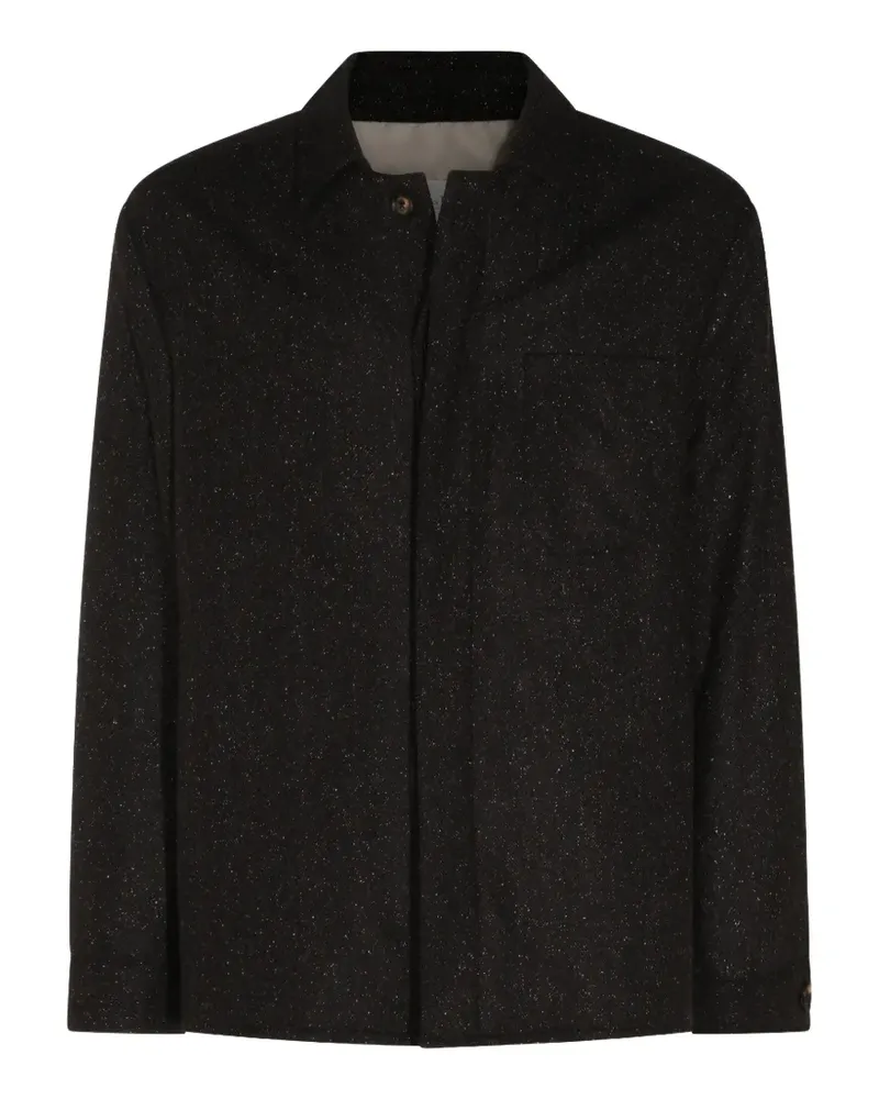 Eleventy Hemdjacke mit Fischgrätenmuster - Schwarz Schwarz