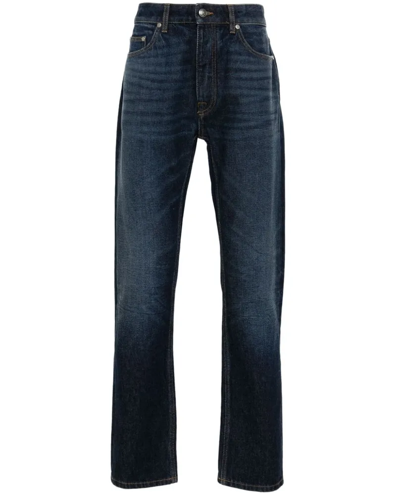 Palm Angels Halbhohe Straight-Leg-Jeans Blau