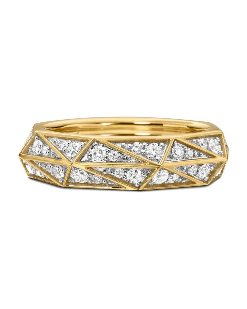 David Yurman 18kt Torqued Faceted Gelbgoldring mit Diamanten (6mm Gold
