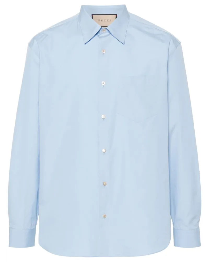 Gucci Hemd aus Popeline mit Logo - Blau Blau