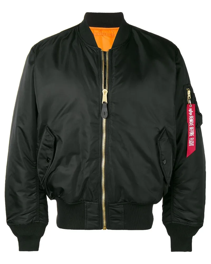 Alpha Industries Bomberjacke mit lockerem Schnitt Schwarz