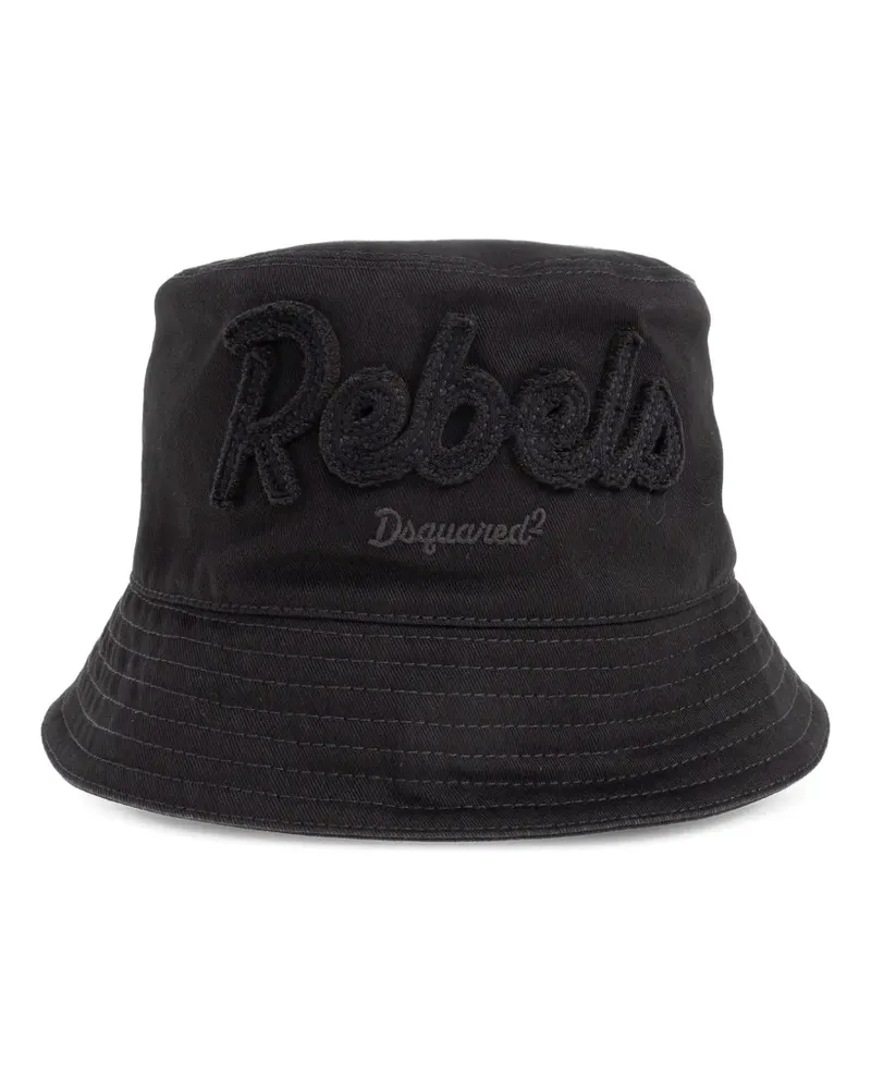 Dsquared2 Fischerhut mit Rebels-Applikation - Schwarz Schwarz