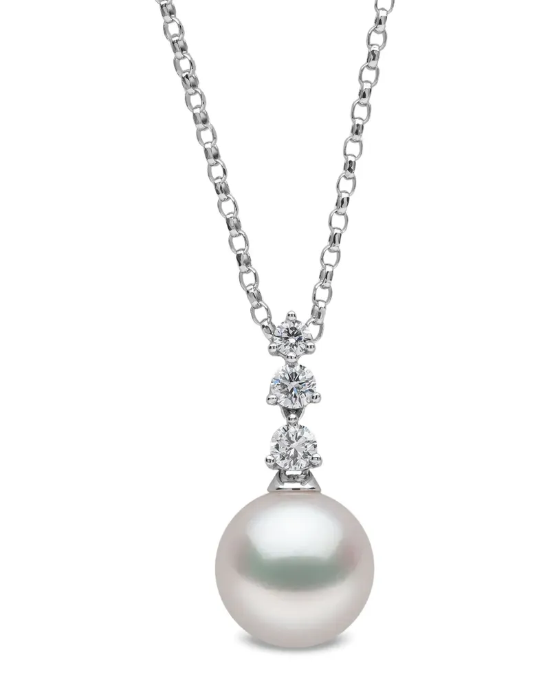 YOKO London 18K white gold akoya pearl and diamond pendant - Silber Silber
